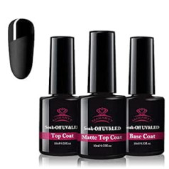 Makartt Matte Top Coat un High Gloss Top Gel Coat Base Coat Set - Nav Wipe Top Coat, Gēla nagu laka Matte Gloss Finish un Izturīgs