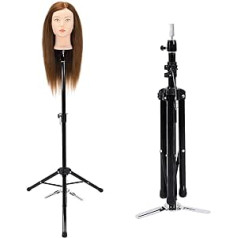 Ejoyous Doll Head Stand, Height Adjustable Practice Head Holder Metal Practice Head Stand with Tripod Leg and Non-Slip Handle for Hairdressing Training Head Mannequin Head