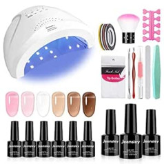 ‎Jeensley Jeensley Gel Nail Polish Starter Kit All-In-One Manicure with UV LED Curing Lamp for Beginners Great Gift Salon Home DIY Ice Translucent Jelly Pink White Brown Colour