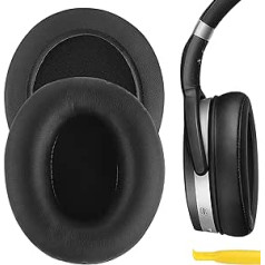 Geekria QuickFit Protein Leder Ersatz Ohrpolster für Sennheiser HD465, HD485, Kopfhörer Ohrpolster, Ohrpolster austiņas, Ohrmuscheln Reparaturteile (Schwarz)