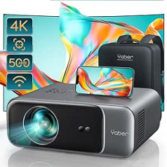 Automātiskā fokusa/trapecveida korekcija: YABER Pro V9 WiFi6 Bluetooth projektors, 500 ANSI lūmenu Full HD 1080P projektors 4K mājas kinozāles atbalsts, 300 collu displeja LED projektors, savietojams ar viedtālruni/televizoru