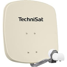 TechniSat DIGIDISH 45 - Satelliten-Schüssel für 2 Teilnehmer (45 cm kleine Sat Anlage - inkl. Wandhalterung, An-Rohr-Fitting zur Montage am Mast (30-63 mm) und Universal Twin-LNB) beige