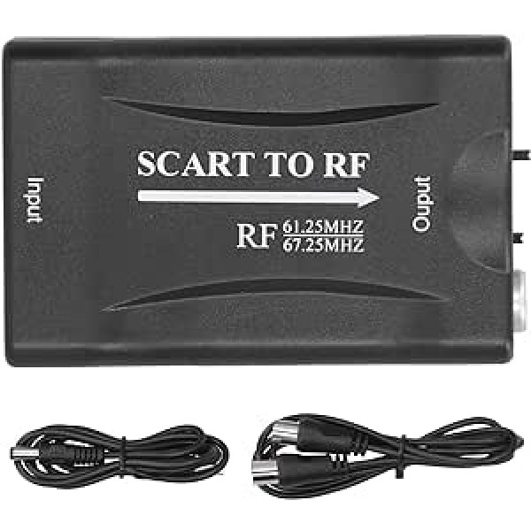 Dpofirs SCART uz RF video adapteris, RF izejas pārveidotājs ar 67,25 MHz / 61,25 MHz TV pierīcei/DVD/tīkla kastei/spēļu konsolei, lai novērstu vecā TV interfeisa defektus