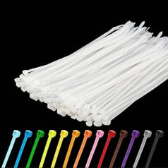 Armpow Pack of 500 300 mm x 4.8 mm Nylon Cable Ties UV Resistant Self-Locking Plastic Cable Ties UV Resistant with 50 lbs Tensile Strength for Indoor and Outdoor Use (White)