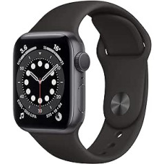 Apple Watch Series 6 (GPS, 40 MM) Aluminiumgehäuse Space Grau Schwarz Sportarmband (Generalüberholt)