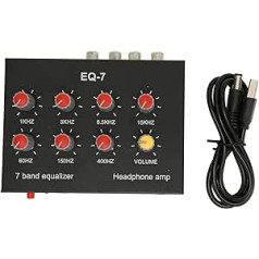 7-Band Sound Equalizer, High Bass Setting, Digital Two Channel Equalizer, Car Audio Graphics Equalizer with 3.5mm Interface, 60-400Hz, 1-15kHz, DC5V-12V