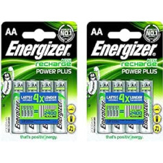 8 x Energizer AA uzlādējamās baterijas 2000 mAh NiMH