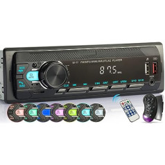 iFreGo 7 krāsu automašīnas radio ar Bluetooth brīvroku komplektu, 1 DIN radio Bluetooth USB/TF/MP3 atskaņotājs/AUX ieeja, FM radio ar stūres tālvadības pulti, RDS, ātrās uzlādes funkcija