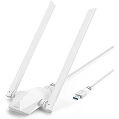 ROCK AX1800 WLAN Stick personālajam datoram ar augstas pastiprinājuma antenām, USB 3.0 WiFi 6 stick, divjoslu WLAN adapteris augsta diapazona 1201 Mbps 5GHz, 574 Mbps 2,4 GHz, tikai operētājsistēmai Windows 10/11, 802.11ax, WPA3