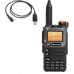 UV-K5 pārnēsājams divjoslu divvirzienu radio (VHF/UHF) 5 W FM rācijas izeja NOAA brīdinājuma par laikapstākļiem W/USB programmēšanas kabelis