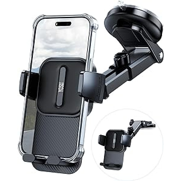 YOSH Car Mobile Phone Holder, 2023 Dashboard Windscreen Phone Holder for Cars, Mobile Phone Holder with Upgrade Panel with Double Lock Clips for iPhone Samsung S23 S22 Ultra Huawei