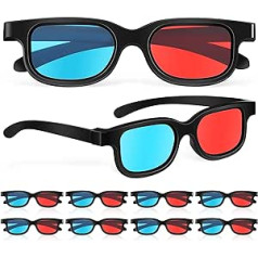 3D-Film-Gaming-Brille, 10 Stück, rot-blau, 3D-Brille, 3D-Brille für Filmspiele, Kunststoffrahmen, Schwarze Harzlinse, kompatibel mit gewöhnlichen Computer-Monitoren, Fernsehern, Projektoren