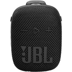 JBL Box Wind 3S — pārnēsājams mini JBL Bluetooth skaļrunis ar Harmana Kardona basa pastiprinājumu, mūzikas kastes skaļrunis ar klipsi velosipēdam un motorolleram, ūdensizturīgs saskaņā ar IP67-5 stundu atskaņošanas laiku, melns