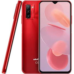 Ulefone Note 12P viedtālrunis bez līguma, 7700 mAh cietais akumulators ar divām SIM kartēm 4G mobilais tālrunis, 6,82 collu HD+, 4 GB + 64 GB, 3 karšu slota dizains, Android 11, 13 MP trīskāršā kamera, sejas atbloķēšanas GPS sarkans