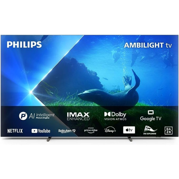 Philips Ambilight TV | 77OLED808/12 | 194 cm (77 zolli) 4K UHD OLED Fernseher | 120 Hz | HDR | Dolby Vision | Google TV | VRR | WiFi | Bluetooth | DTS:X | Sprachsteuerung