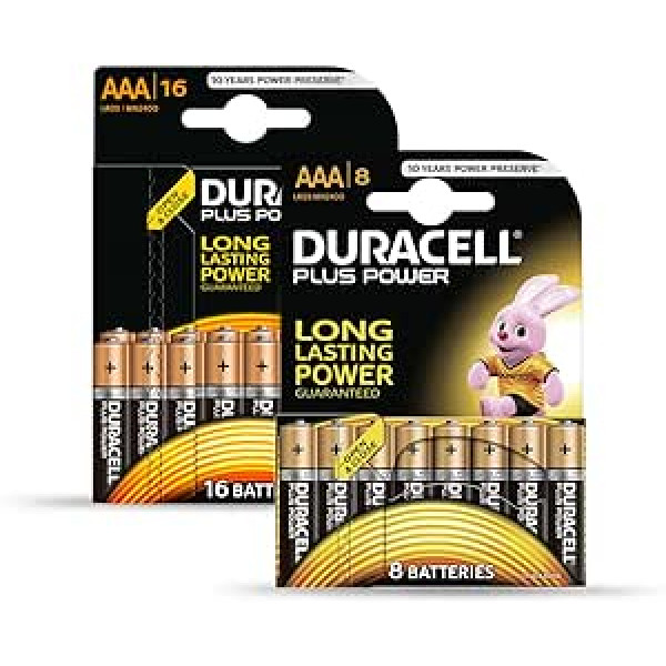 Duracell Battery Plus Micro AAA 16er + 8 bezmaksas īpašais iepakojums