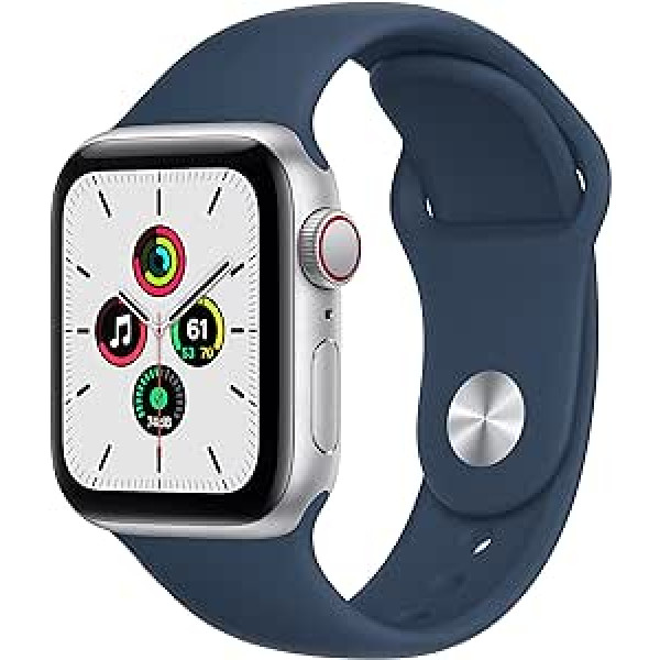 Apple Watch SE (GPS + Cellular, 40 mm) — alumīnija korpuss sudraba krāsā ar sporta siksniņu Abyss Blue (atjaunots)