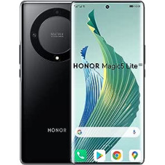 HONOR Magic5 Lite 5G mobilais tālrunis, viedtālruņa akumulators 5100 mAh, AMOLED izliekts ekrāns 120 Hz, plāns un viegls, trīskārša kamera 64 MP, 8+256 GB, divas SIM kartes, Android 12, melns