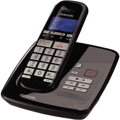 Motorola S3011 — DECT digitālais bezvadu tālrunis ar automātisko atbildētāju (30 minūtes) ar dzirdes aparātu, saderīgs senioriem, piemērots eko režīmam, zils displejs