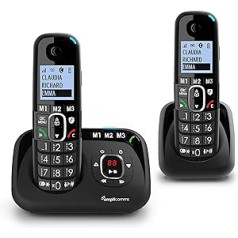 Amplicomms BigTel 1582 DECT klausule, brīvroku zvanīšana ar dzirdes aparātu, saderīgs ar atkārtotu zvanu A