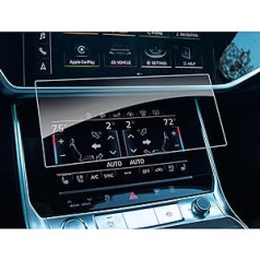 SHAOHAO savietojams ar Audi A6/A7 2019-2023 automobiļu navigācijas ekrāna aizsargu GPS caurspīdīga aizsargplēve pret skrāpējumiem 9H ekrāna aizsargs pret pirkstu nospiedumiem rūdītam stiklam (apakšējais ekrāns