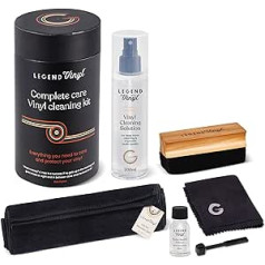 Legend Vinyl Complete Record Cleaning Kit | Includes 2 Microfibre Cleaning Cloths, Cleaning Solution, Anti-Static Dust Brush | Everything to Maintain and Protect Your Vinyl