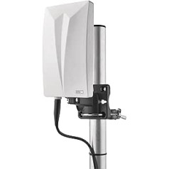 EMOS Village Indoor Outdoor Universal Active Aerial Antenna for Remote Reception (0-80 Km) from DVB-T2, DAB, FM, Full HD, with Integrated LTE Cut Filter, 4G, 5G Filter and Amplifier