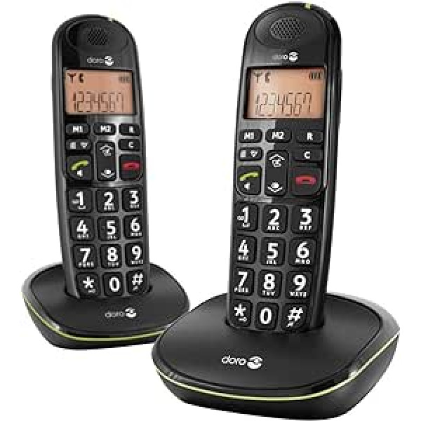 Doro PhoneEasy 100w Duo DECT Schnurlostelefon mit zusätzlichem Mobilteil (Ladeschale, Freisprechen) schwarz