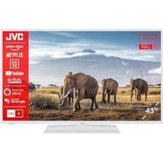 JVC LT-43VF5155W 43 collu televizors/viedtelevizors (Full HD, HDR, trīskāršs uztvērējs, Bluetooth) — iekļauts 6 mēnešu HD+ [2023], balts