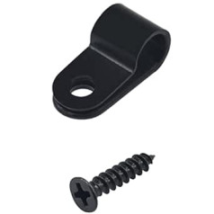 120 Sets Cable Clips, R-shaped Cable Clips for Cable Organization and 120 Pieces Screws (Black Nylon)