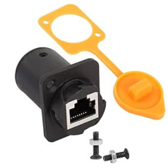 QIANRENON RJ45 8P8C paneļa stiprinājums caur savienotāju RJ45 paplašinājuma adapteris, XLR montāžas paneļa stiprinājums Cat5/5e/6 Ethernet LAN ar putekļu aizsargu