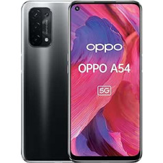 OPPO A54 5G viedtālrunis, 48 MP AI četrdaļīga kamera ar īpaši nakts video, 6,5 collu 90 Hz FHD+ Neo displejs, 5000 mAh akumulators, 5G procesors, 64 GB atmiņa, 4 GB RAM, ColorOS 11.1, divas SIM kartes, šķidri melns