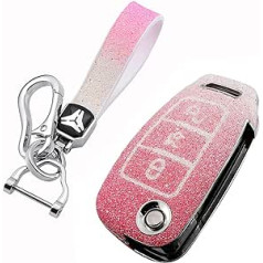 HIBEYO Bling Key Case Der Audi Protective Car Key Case Cover priekš Audi A1 A3 A4 A6 Q3 Q5 Q7 S3 R8 TT Flip Key Remote Control Key Box Atslēgu piekariņš PC + Rhinestone Rose