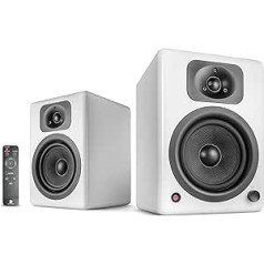 wavemaster TWO NEO Soft White - Shelf Speaker System (60 Watt) with Bluetooth Streaming, Digital Ports and IR Remote Control, Active Boxes Use for TV/Tablet/Smartphone, Matte White (66366)