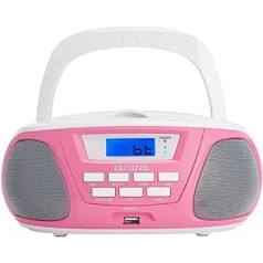 Aiwa BBTU-300PK Portable CD Radio with Bluetooth, USB, AUX-In, Radio Tuner, Special Edition for Kids and Girls