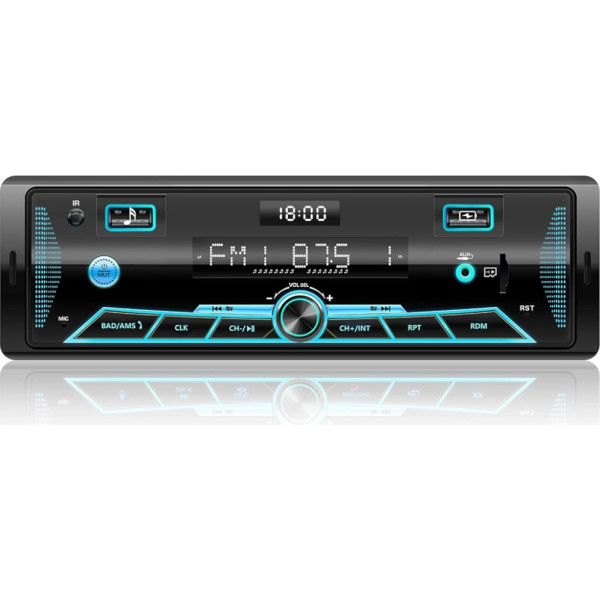 RDS Bluetooth automašīnas radio 9-24 V, FM/AM automašīnas radio ar Bluetooth brīvroku komplektu, 7 krāsu radio ar tālvadības pulti, MP3 atskaņotāja radio2 USB/neatkarīgs pulkstenis/SD/AUX (daudzkrāsu)