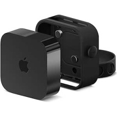 elago Multiple Assembly Compatible with Apple TV 4K 3rd Generation (2022) - 3 Mounting Options: Magnet, Screw, Strap, Easy Installation, Prevents Overheating (Black)