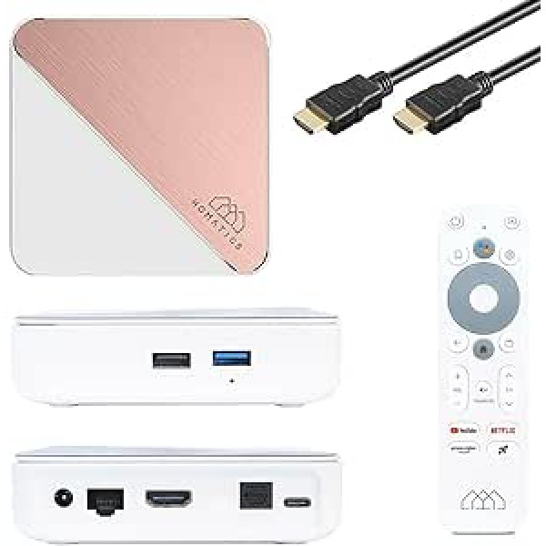 Homatics Box R 4K Plus Android 11 TV multivides atskaņotājs (32 GB Flash, Google, Netflix 4K Dolby Vision & Atmos, Disney+, Prime Video, 4K UHD, AV1, 1 Gbit, DTS, HDR10+, WiFi 6, Bluetooth 5.0, balts)