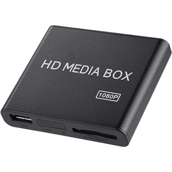 ciciglow video multivides atskaņotājs, Full HD Mini Box multivides atskaņotājs ar USB lasīšanas funkciju, mobilais cietais disks, SD kartes atbalsts HDMI/YUV/AV izejas 5 V barošanas avots piekļuvei ES spraudnim