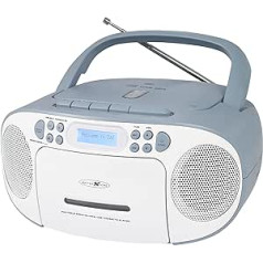 Reflexion CD Player with Cassette and DAB Radio for Mains and Battery Operation (PLL FM Radio, DAB+, LCD Display, AUX Input, Headphone Jack), White/Blue
