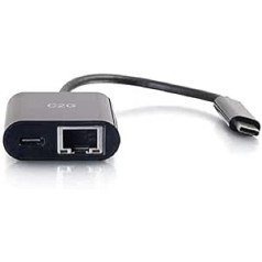 C2G USB-C-zu-Ethernet-Adapter mit Strom Delivery - Schwarz - Netzwerkadapter - USB-C - Gigabit Ethernet x 1 - Schwarz