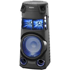 Sony MHC-V43D MHCV43D.CEL Bluetooth ballīšu skaļrunis (One Box HiFi mūzikas sistēma, skaļruņu apgaismojums, CD/DVD, HDMI, FM/DAB uztvērējs, lietotņu vadība), melns