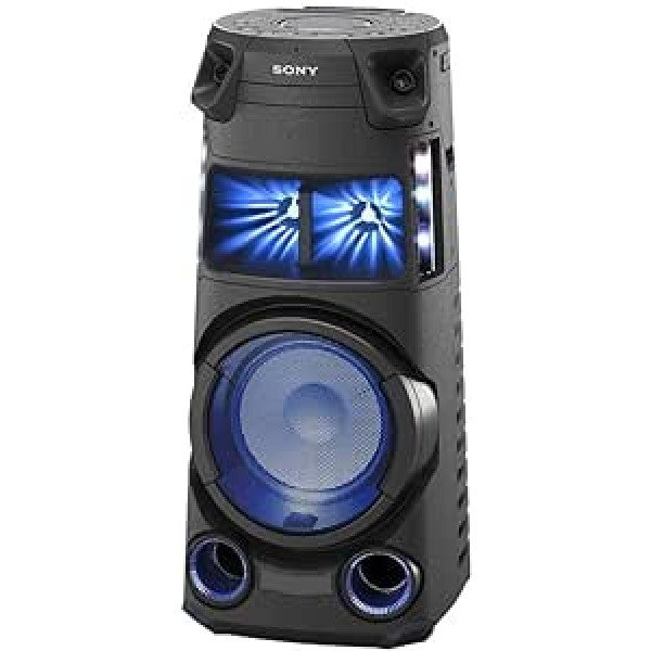 Sony MHC-V43D MHCV43D.CEL Bluetooth ballīšu skaļrunis (One Box HiFi mūzikas sistēma, skaļruņu apgaismojums, CD/DVD, HDMI, FM/DAB uztvērējs, lietotņu vadība), melns