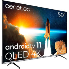 Cecotec TV QLED 50" Smart TV V1 Series VQU10050S. 4K UHD, Android 11, Rahmenloses dizains, MEMC, Dolby Vision, Dolby Atmos, plaša krāsu gamma 96%, 2 Lautsprechern 10W, 2 Kontrollen, Modell 2023