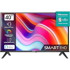 Hisense 40E4KT 101 cm (40 collu) televizors Full HD Smart TV, trīskāršs uztvērējs DVB-T2 / T/C / S2 / S, darbojas ar Alexa, WiFi, spēles režīms, viesnīcas režīms, melns [2023], operētājsistēma VIDAA U