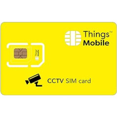 SIM karte slēgtās ķēdes televīzijai (CCTV) — Things Mobile — ar pārklājumu visā pasaulē un GSM/2G/3G/4G LTE daudzfunkciju tīklu, bez stingrības izmaksām, t.sk. €10