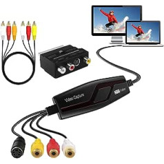 DIGITNOW! Video Grabber Transmits Hi8 VHS to Digital DVD for Windows 10 / Mac Video Capture Card with Scart AV Adaptor