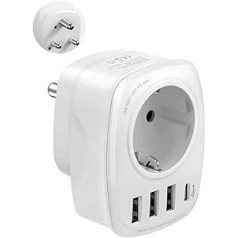 1PC Germany to South Africa Adapter, Travel Adapter Type M with 3 USB and 1USBC, Socket Adapter for South Africa Namibia, Lesotho, Mozambique