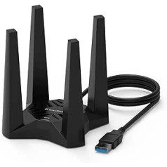 WAVLINK AC1900 USB WiFi sargspraudnis personālajam datoram, Dual Band 1900 Mbps WiFi adapteris galddatoram, klēpjdators ar magnētisko bāzi, 4 x 3dBi ārējās antenas, atbalsta Win 11/10/8/7/XP, Mac 10.7-10.15