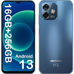 Ulefone Android 13 Note 16 Pro (16GB+256GB) viedtālrunis 4G 8-core tālrunis atbloķēts 6.52HD+,50MP + 8MP kamera 4400mAh Akumulators 5G WiFi/Volt/GPS/OTG/2 gadu garantija (zila)